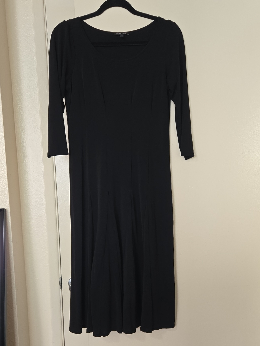Eileen Fisher Black Long Sleeve Scoop Neck Maxi Dress